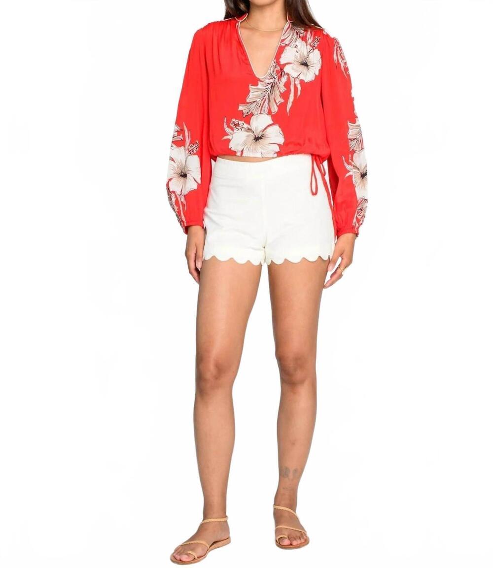 NEW ELIZABETH JAMES THE LABEL jojo ric-rac scallop hem shorts in vanilla